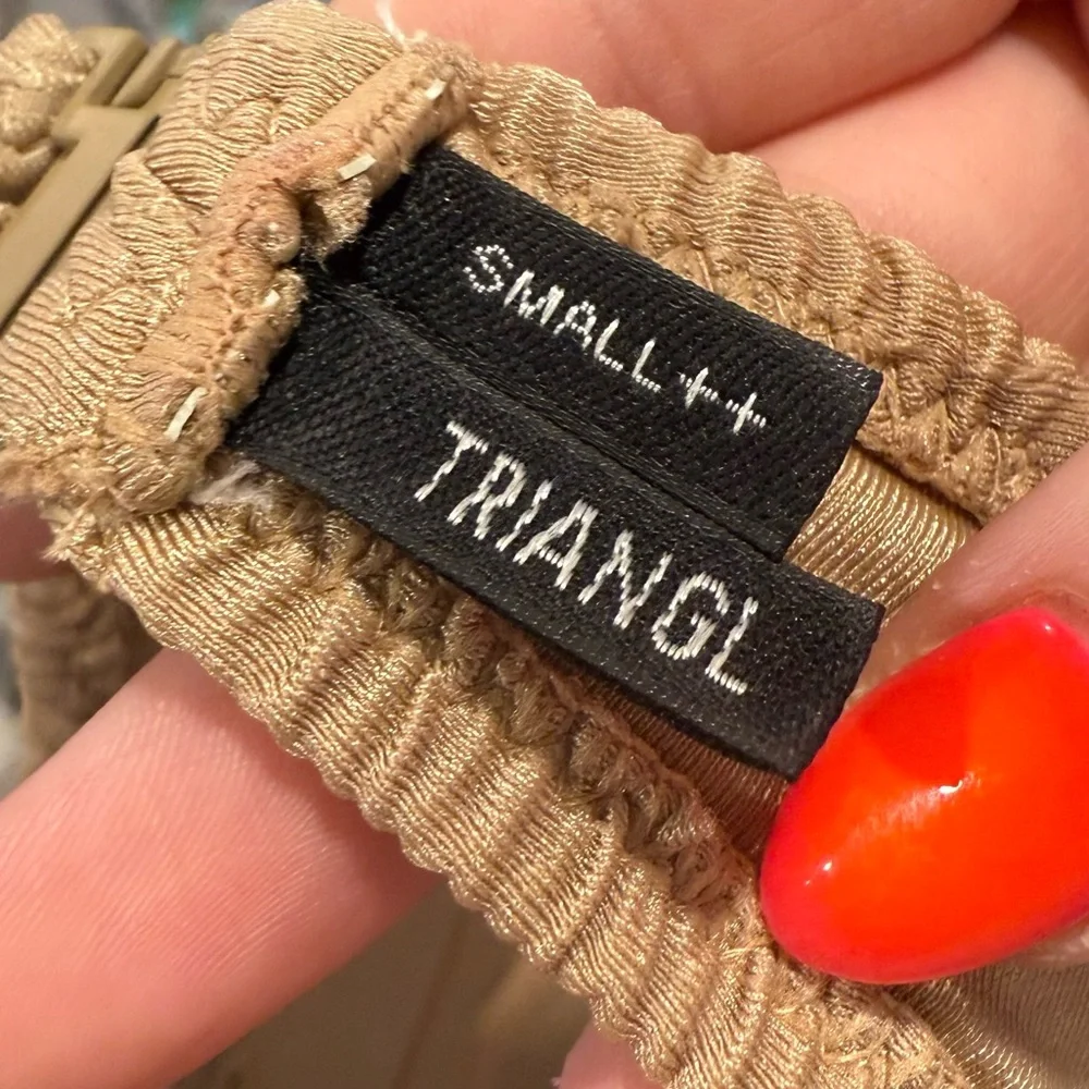 Triangl Swimwear Tan Textured Bikini Top, size Small++